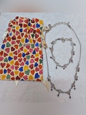 💜🌸RARE BRIGHTON VINTAGE ‘Forget Me Not’ Purple Floral Necklace and Bracelet Set!